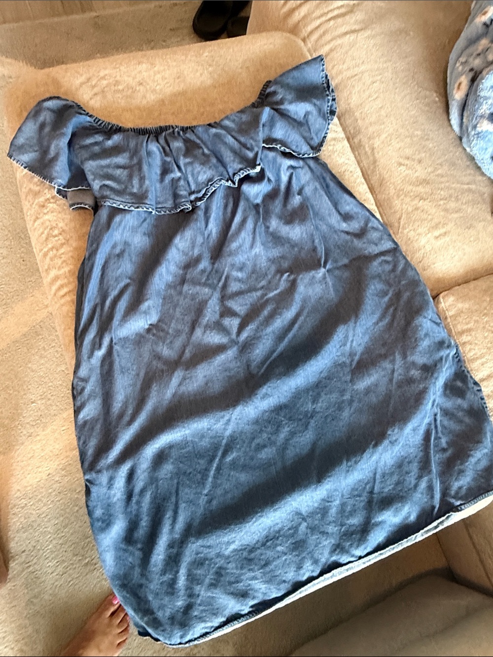 Philosophy Blue Off-Shoulder Ruffle Dress - Picture 4 of 4